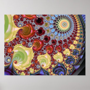 Póster fractal espiral de Mandelbrot