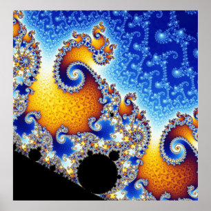 Póster Fractal espiral doble por satélite determinado de
