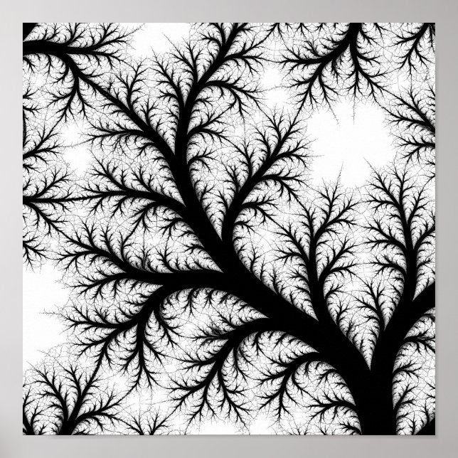 Póster Fractal Filigree Flow Decoupage Template Line Art (Frente)