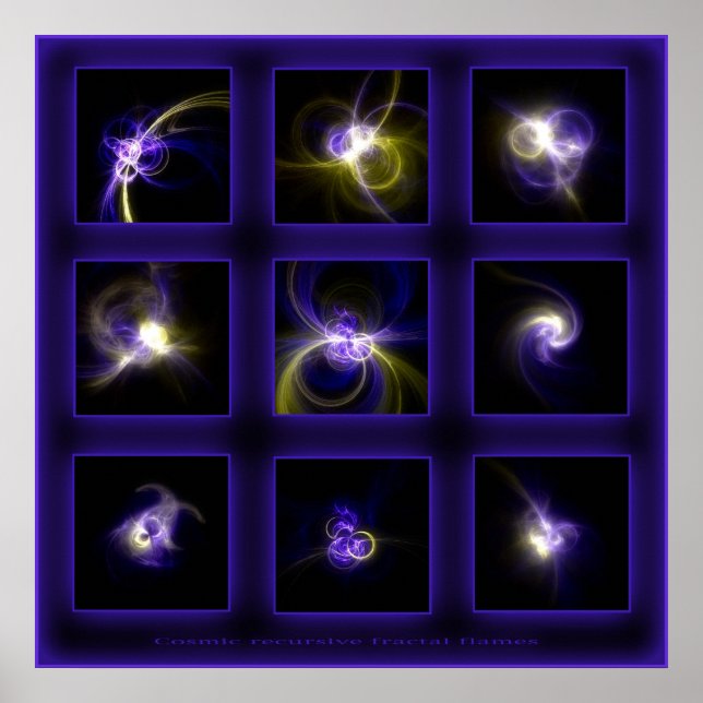 Póster Fractal Flames Comp. -azul (Frente)