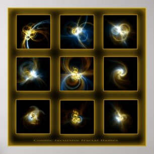 Póster Fractal Flames Comp. -beige