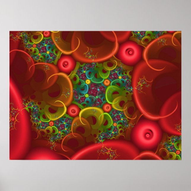 Póster Fractal Floral Rojo (Frente)