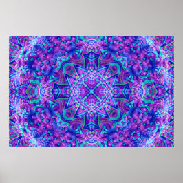 Póster Fractal Kaleidoscope púrpura y azul