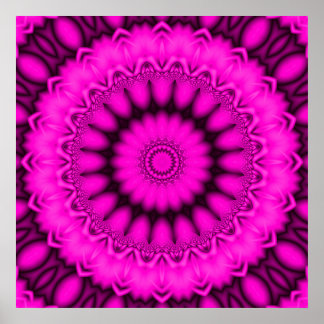 Póster Fractal Kaleidoscope rosa brillante