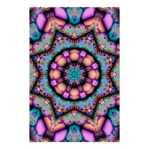 Póster Fractal Mandala Floral Psicodelia