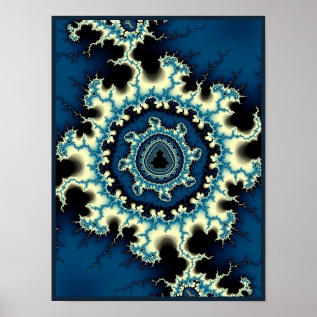 Póster Fractal Mandelbrot Azul (Frente)