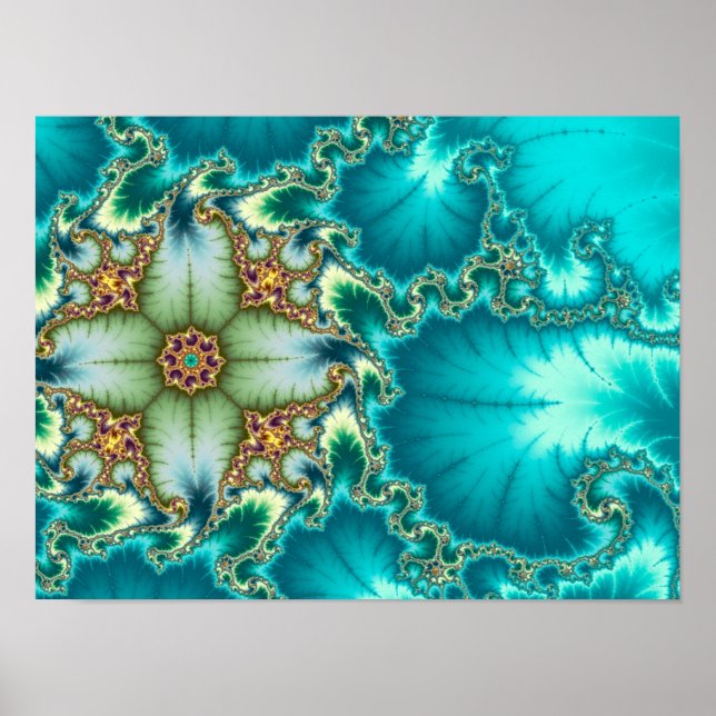 Póster Fractal Mandelbrot Azul (Frente)
