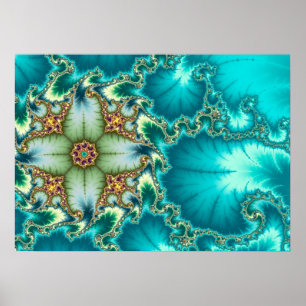 Póster Fractal Mandelbrot Azul