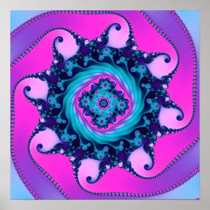 Póster Fractal Mandelbrot de neón