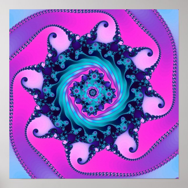 Póster Fractal Mandelbrot de neón (Frente)