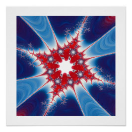 Póster Fractal Mandelbrot Rojo Blanco y Azul Patriótico