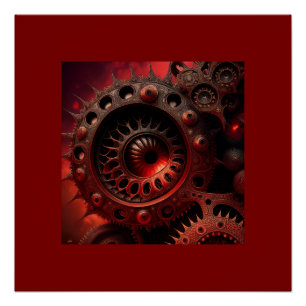 Póster Fractal Mandelbrot Steampunk de Bronce
