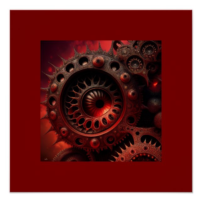 Póster Fractal Mandelbrot Steampunk de Bronce (Anverso)