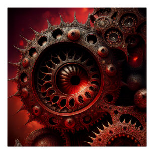 Póster Fractal Mandelbrot Steampunk Naranja Oscuro