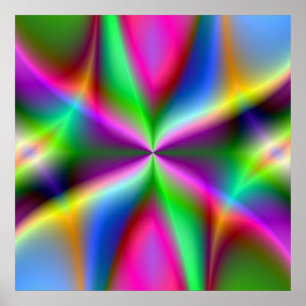 Póster Fractal metálico colorido con brillo
