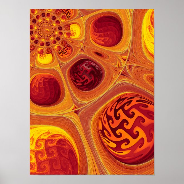 Póster Fractal Naranja Caleidoscópico (Frente)