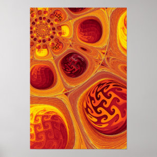 Póster Fractal naranja caleidoscópico