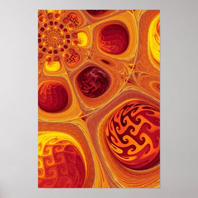 Póster Fractal naranja caleidoscópico (Frente)