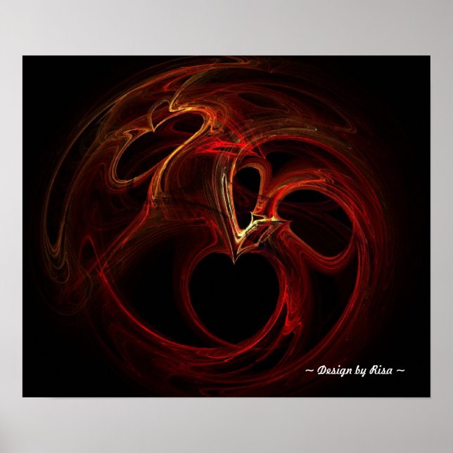 Póster Fractal rasgado de los corazones (Frente)