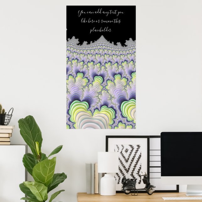 Póster Fractal Resumen Pastel Capas rayadas con cita (Oficina en casa)