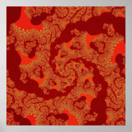Póster Fractal rojo y Naranja colorido