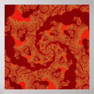 Póster Fractal rojo y Naranja colorido