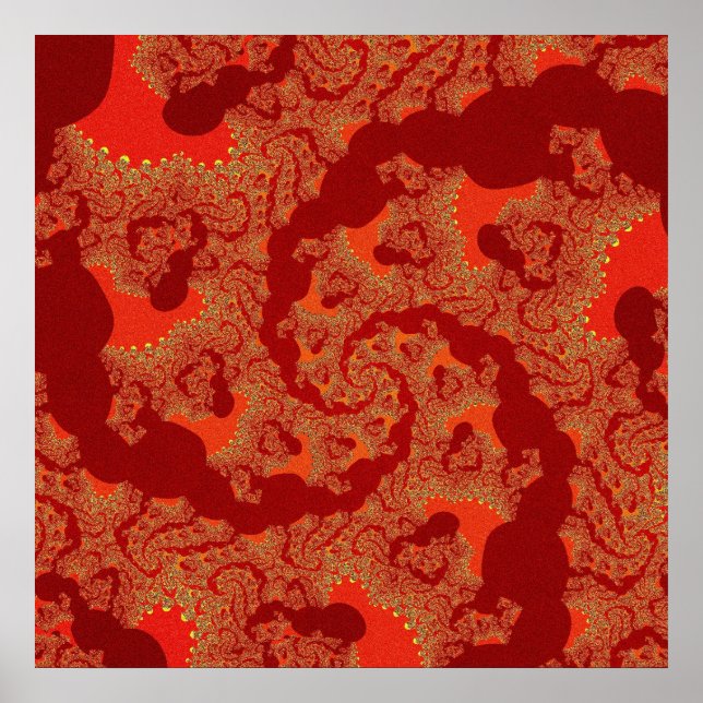 Póster Fractal rojo y Naranja colorido (Frente)