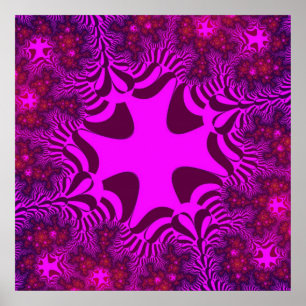 Póster Fractal rosa y morado colorido