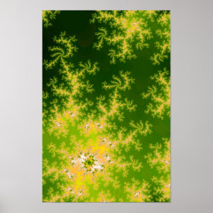 Póster Fractal verde que brilla intensamente