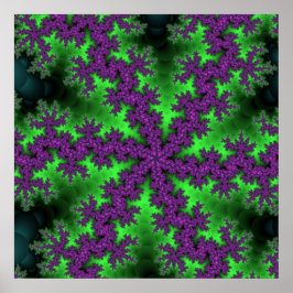 Póster Fractal verde y púrpura