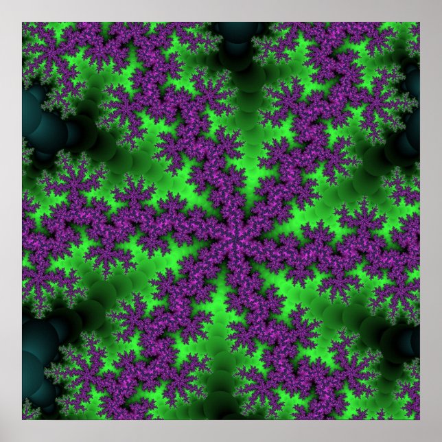 Póster Fractal verde y púrpura (Frente)