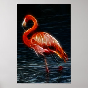 Póster Fractalius Pink Flamingo