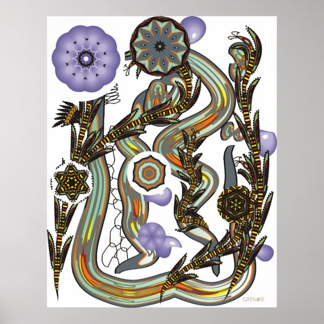 Póster Fractoides y frentes de flores (Frente)