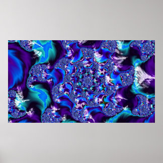 Póster Fracturas tripales púrpuras azules de pincel de Gu