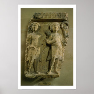 Póster Fragment of a bas-relief plaque depicting two sold