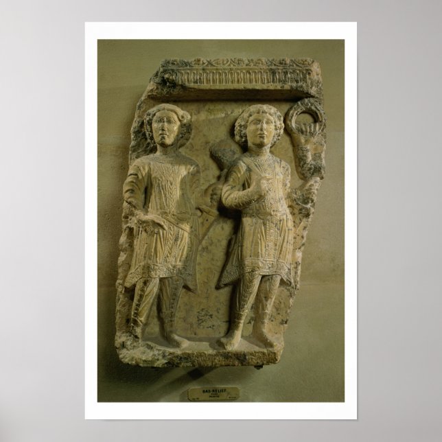 Póster Fragment of a bas-relief plaque depicting two sold (Frente)