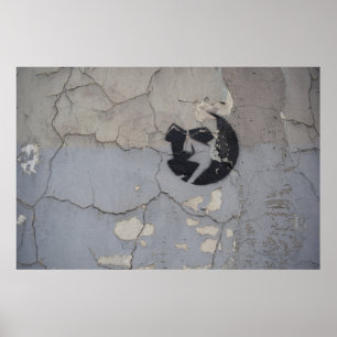 Póster Fragmento de piedra blanca y negra