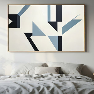 Póster Fragmentos abstractos minimalistas azul y negro