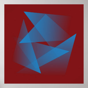 Póster Fragmentos azules flotantes