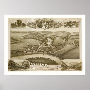 Póster Fragua del valle, mapa panorámico del PA - 1890