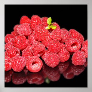 Póster frambuesa, comida, fruta, baya, maduro, fresco,