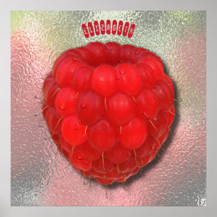 Póster Frambuesa fresca roja con el dibujo de los