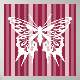 Póster Frambuesa victoriana Lady Stripe con mariposa