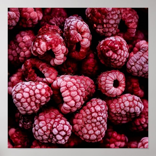 Póster Frambuesas de rojo fresco (Frente)