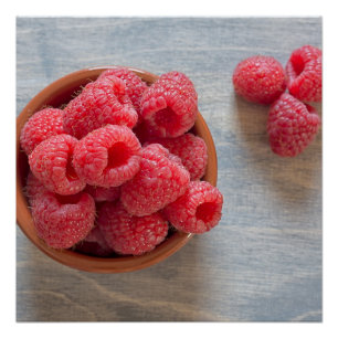Póster Frambuesas frescas en un bol