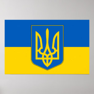 Póster Framed print with Flag of Ukraine