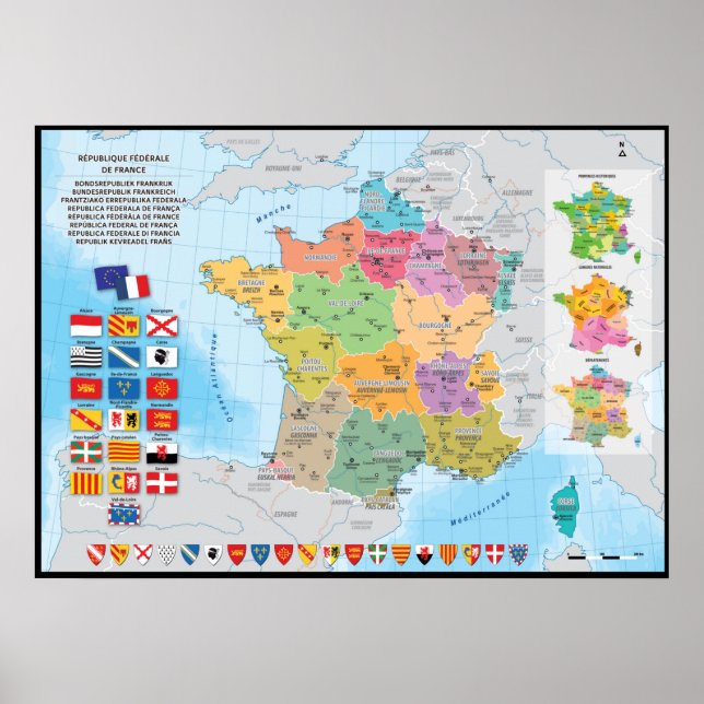 Póster France fédérale, carte prospective des régions féd (Frente)