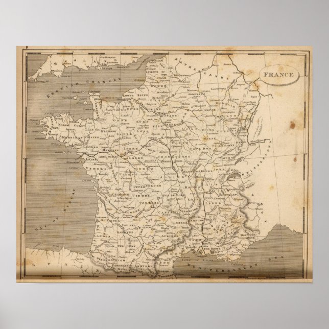 Póster France Map by Arrowsmith (Frente)
