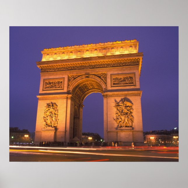 Póster France, Paris, Arc de Triomphe at dusk. (Frente)