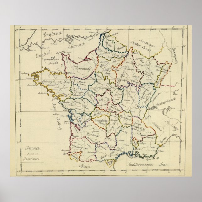 Póster France provinces (Frente)